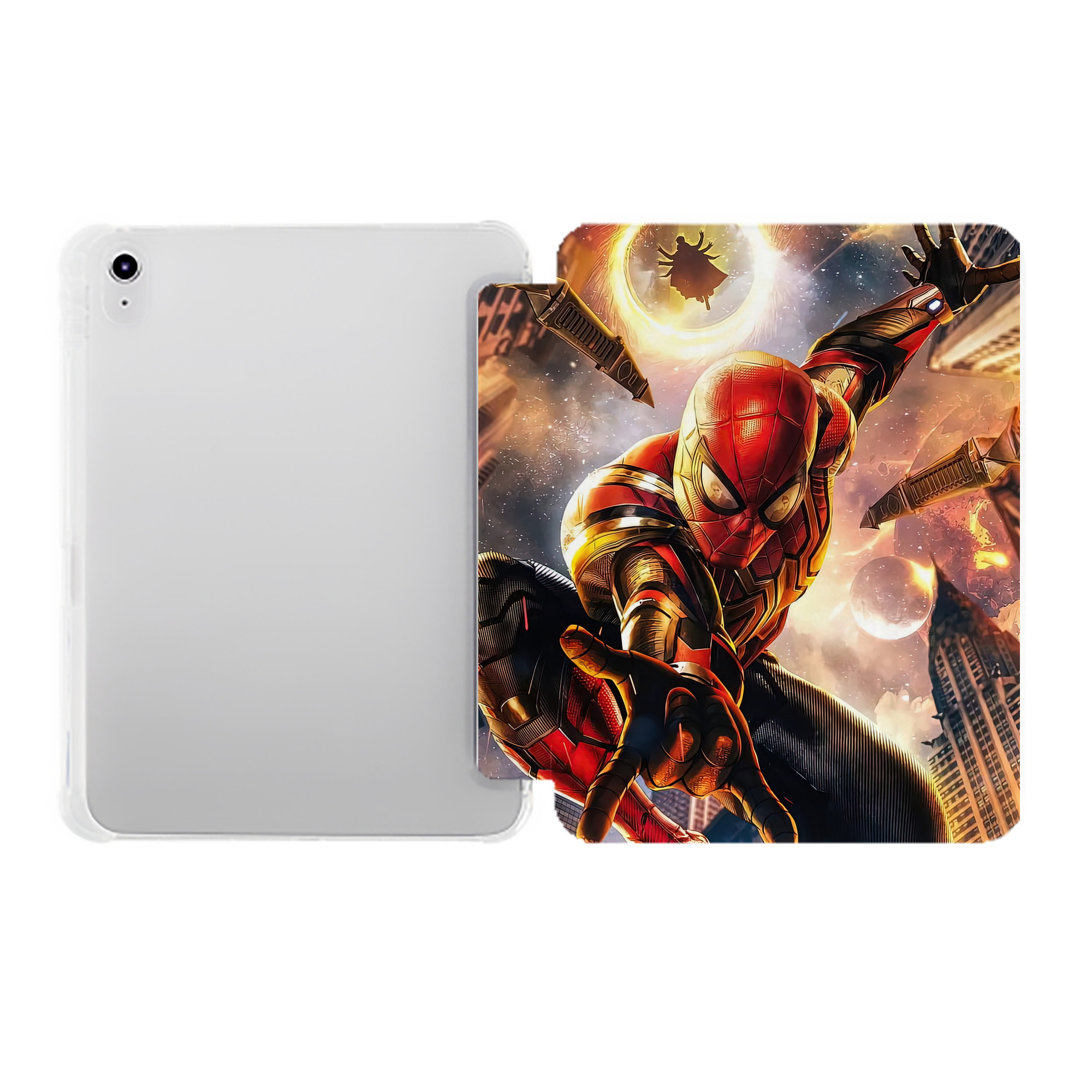 （画像用） Spider Man スパイダーマン IPad ケース ペン収納付き 三つ折りスタンド PUレザー×シリコン 対応機種9.5/10.5/10.9インチ